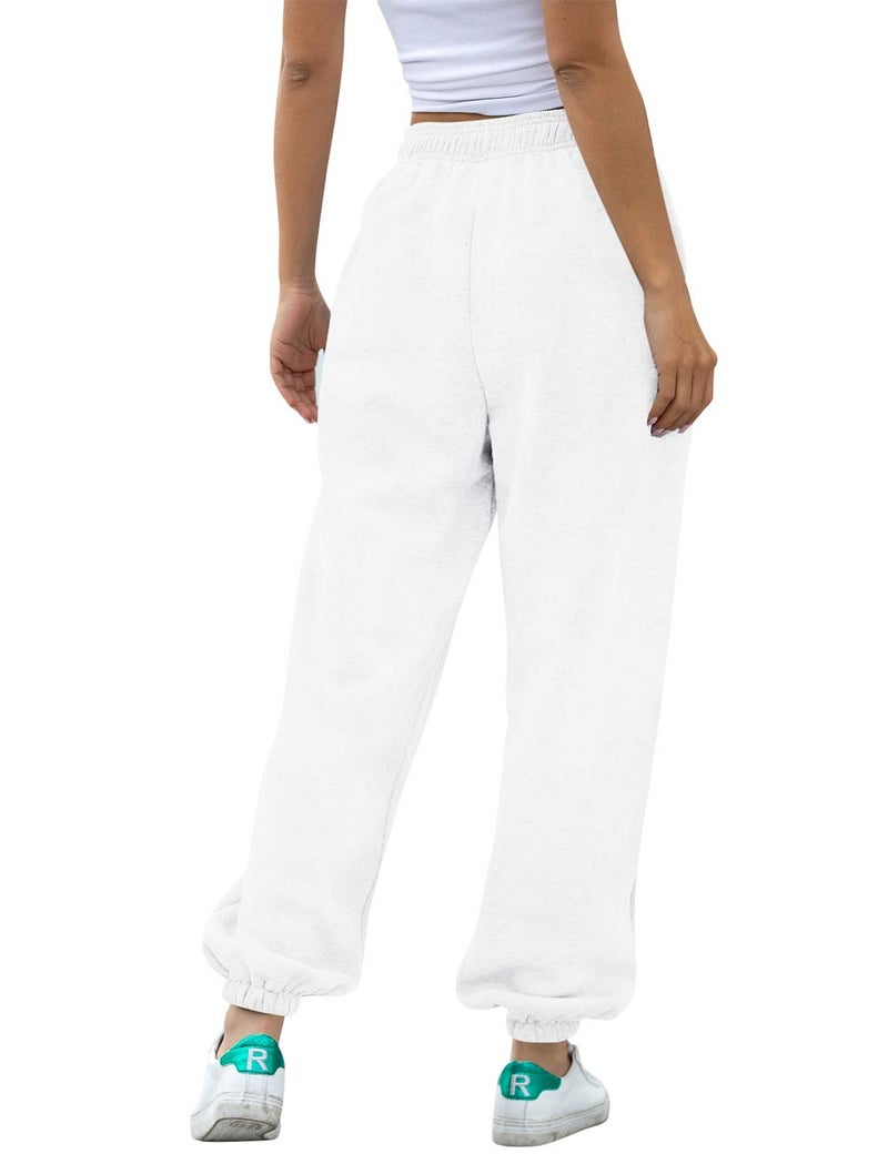 HeSaYep Women's High Waisted Sweatpants Workout Active Joggers Pants Baggy Lounge Bottoms,White XXL - Image 2